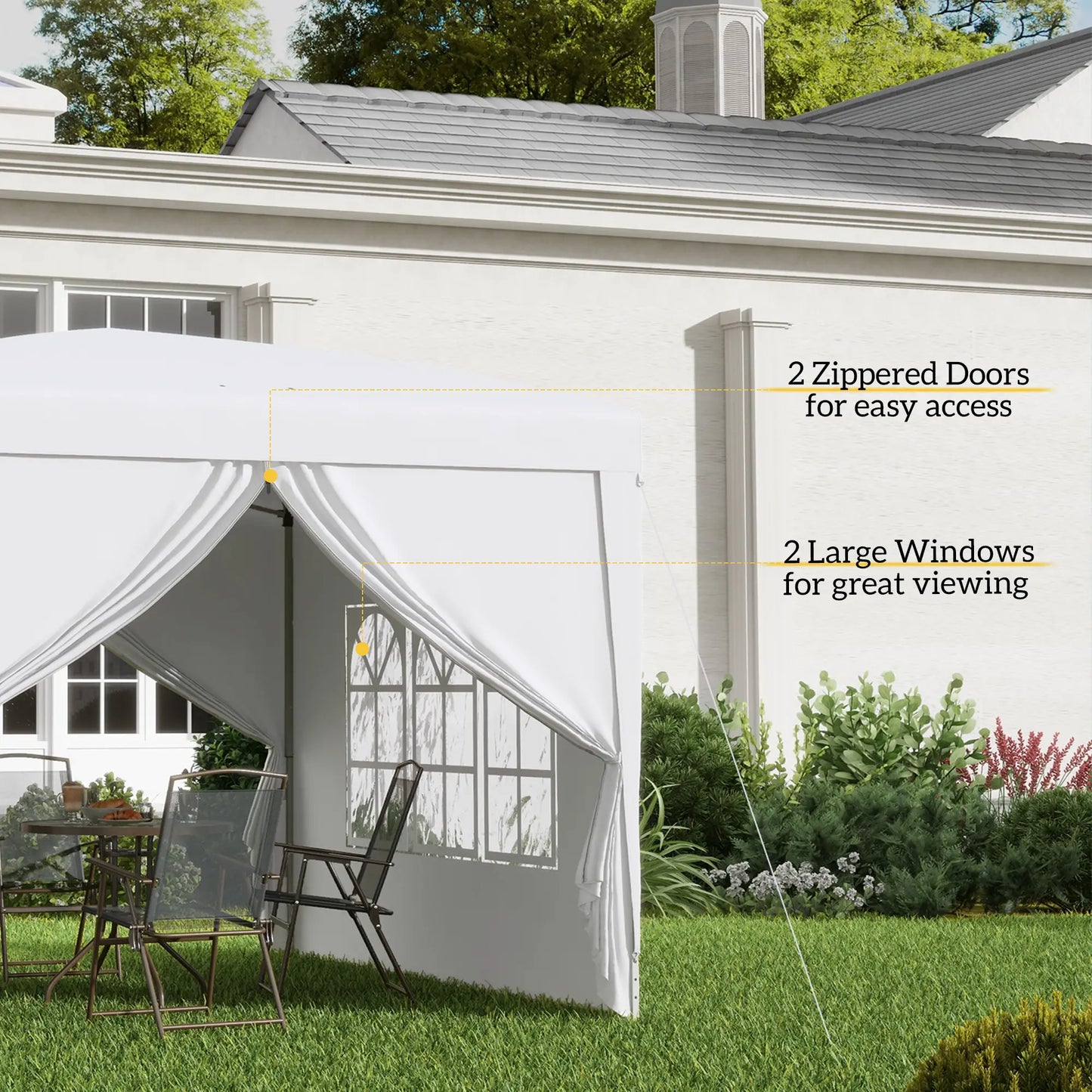 9.7' x 9.7' Outdoor Pop Up Tent, Wedding Gazebo Canopy, White Pop Up Canopies at Gallery Canada