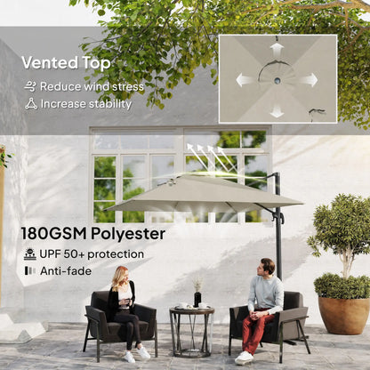 Pergola en aluminium à cantilever de 8 pieds, rotation à 360°, gris foncé