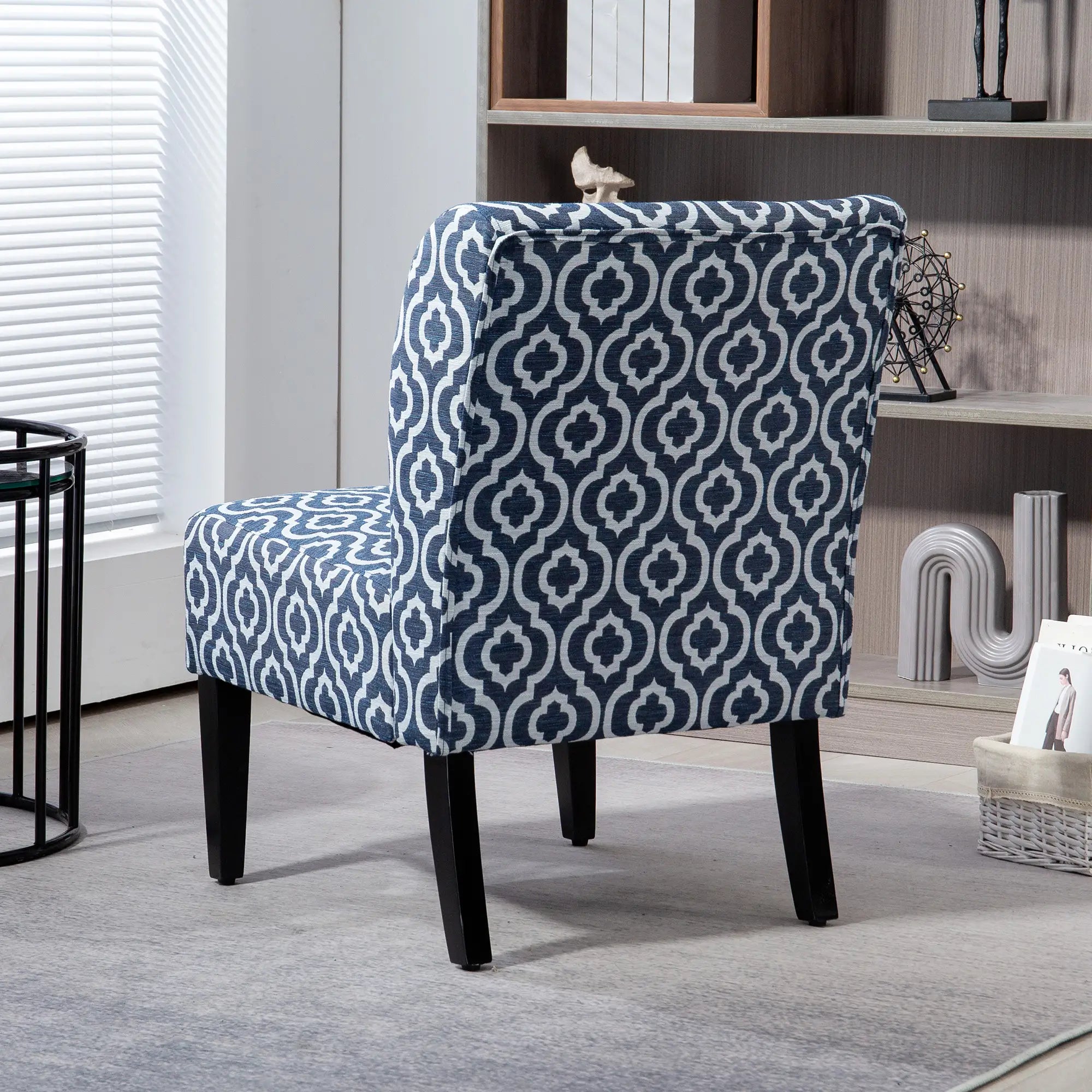 Armless Accent Chair for Bedroom, Upholstered Slipper Side Chair for Living Room with Wood Legs, Blue Accent Chairs at Gallery Canada