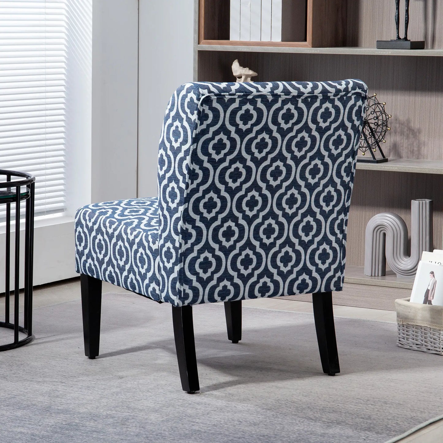 Armless Accent Chair for Bedroom, Upholstered Slipper Side Chair for Living Room with Wood Legs, Blue Accent Chairs at Gallery Canada