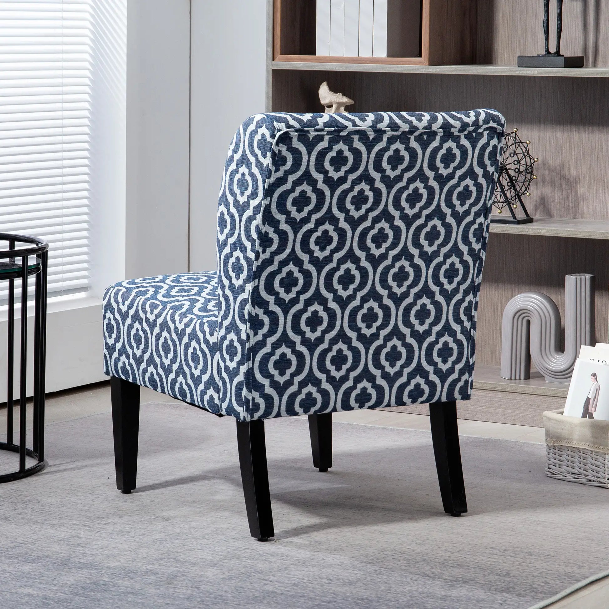 Armless Accent Chair for Bedroom, Upholstered Slipper Side Chair for Living Room with Wood Legs, Blue Accent Chairs at Gallery Canada