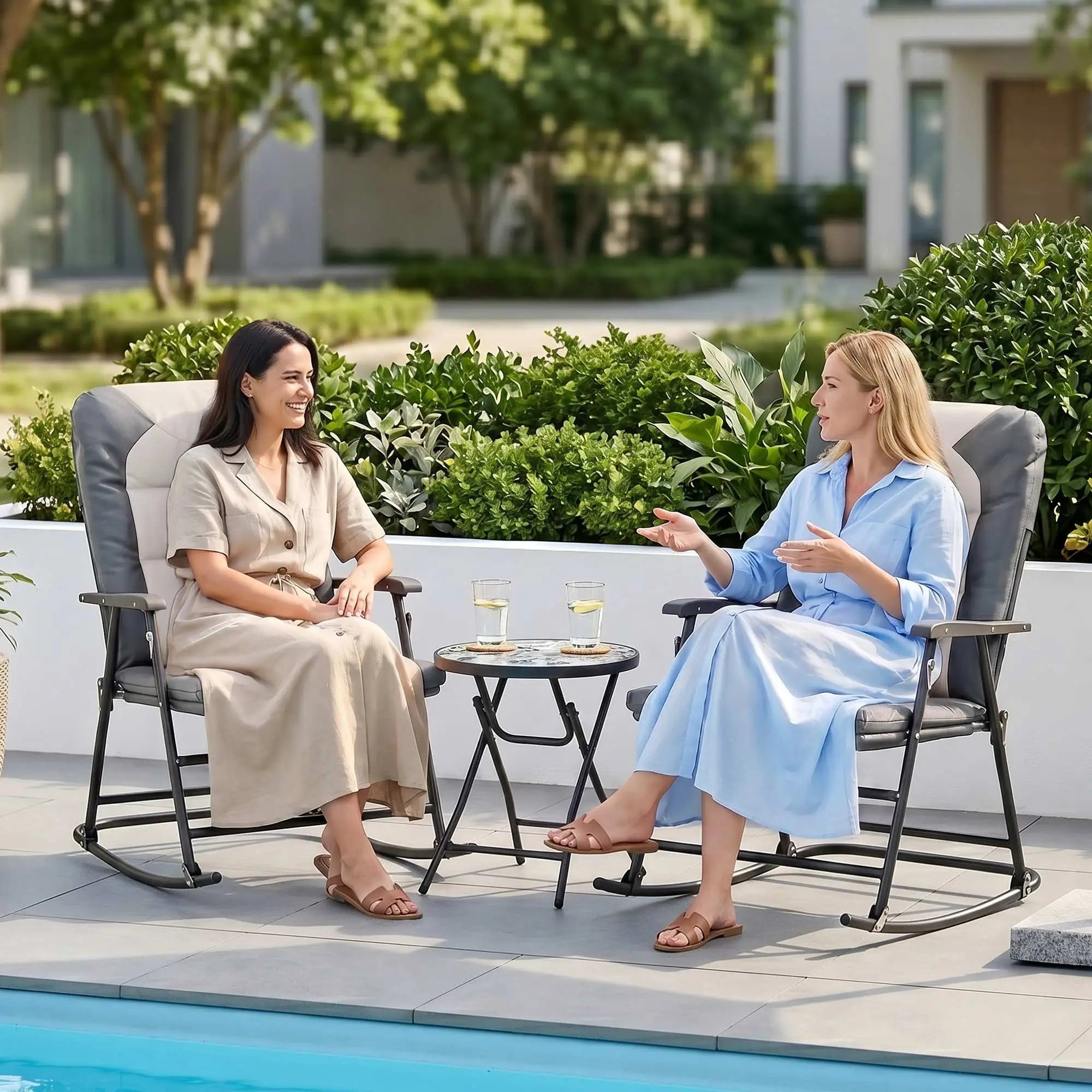 3-Piece Foldable Rocking Chair Set, Light Grey Outdoor Rocking Chairs at Gallery Canada