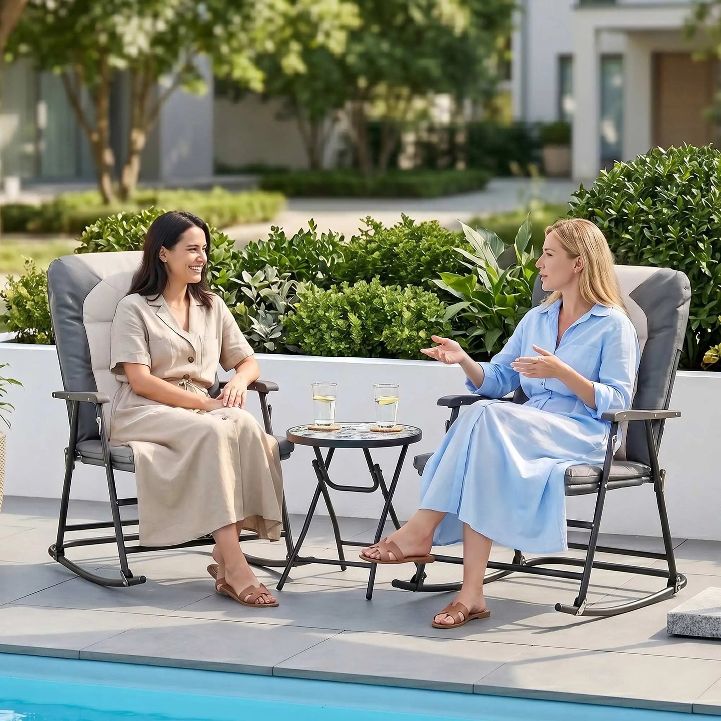 3-Piece Foldable Rocking Chair Set, Light Grey Outdoor Rocking Chairs at Gallery Canada