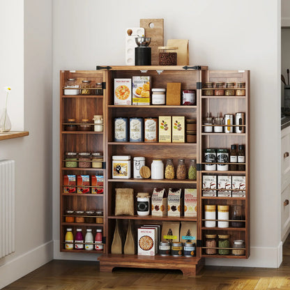 47 Inch Kitchen Pantry Cabinet, Adjustable Shelves, Brown Kitchen Pantry Cabinets at Gallery Canada