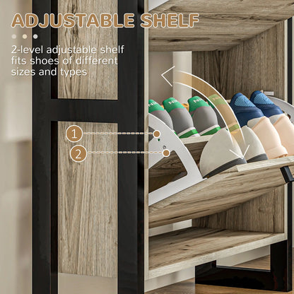 Shoe Cabinet, 3 Flip Drawer, Narrow for 15 Pairs, Walnut Shoe Storage Cabinets & Racks at Gallery Canada