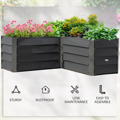 45" x 45" x 17" L-Shaped Galvanized Steel Raised Garden Bed, Dark Grey Raised Garden Beds at Gallery Canada