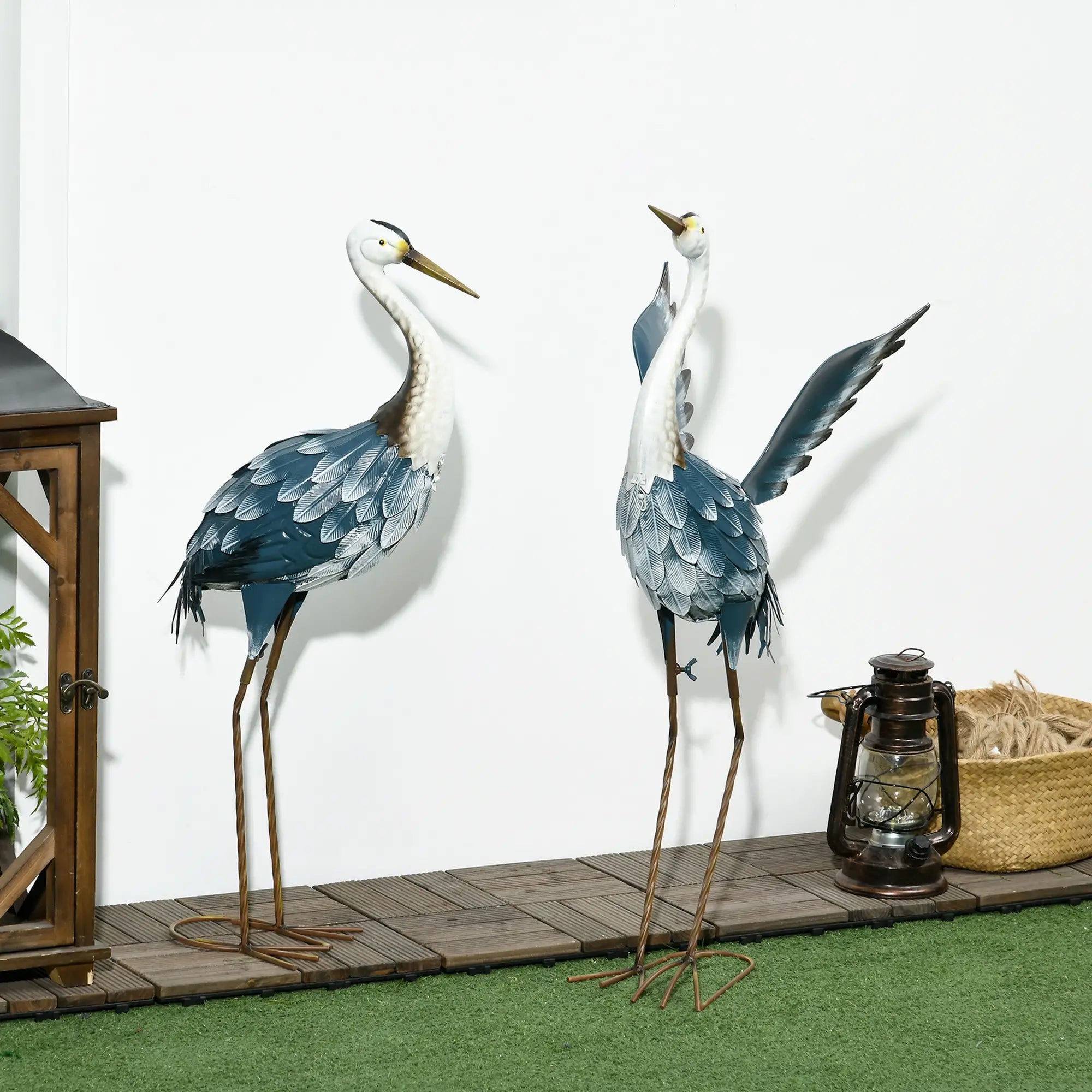 Set of 2 Garden Sculptures, Heron Statues, 29