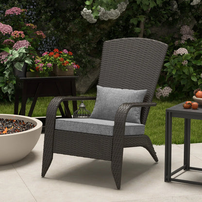Outdoor Wicker Adirondack Chair, Rattan Muskoka Chair with Cushions, Grey Patio Chairs at Gallery Canada