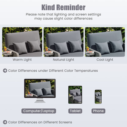 Wicker Loveseat Sofa With Ottoman, Side Tray, Gray Patio Furniture Sets at Gallery Canada
