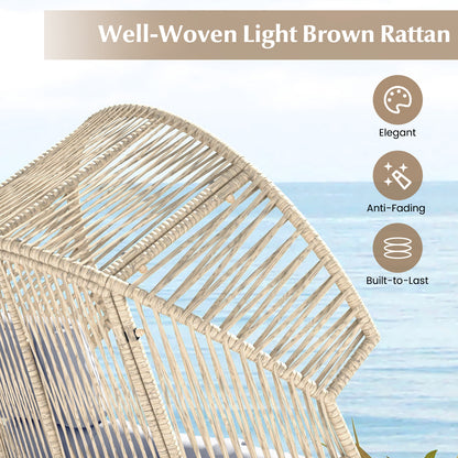 Wicker Oversized Egg Style Chair with Cushions and Headrest, Gray Outdoor Chaise Lounges at Gallery Canada