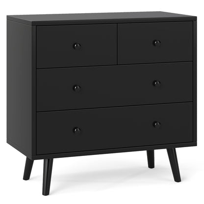 Wide Wooden Dresser with 4 Drawers for Bedroom Living Room, Black Dressers & Chests Black at Gallery Canada