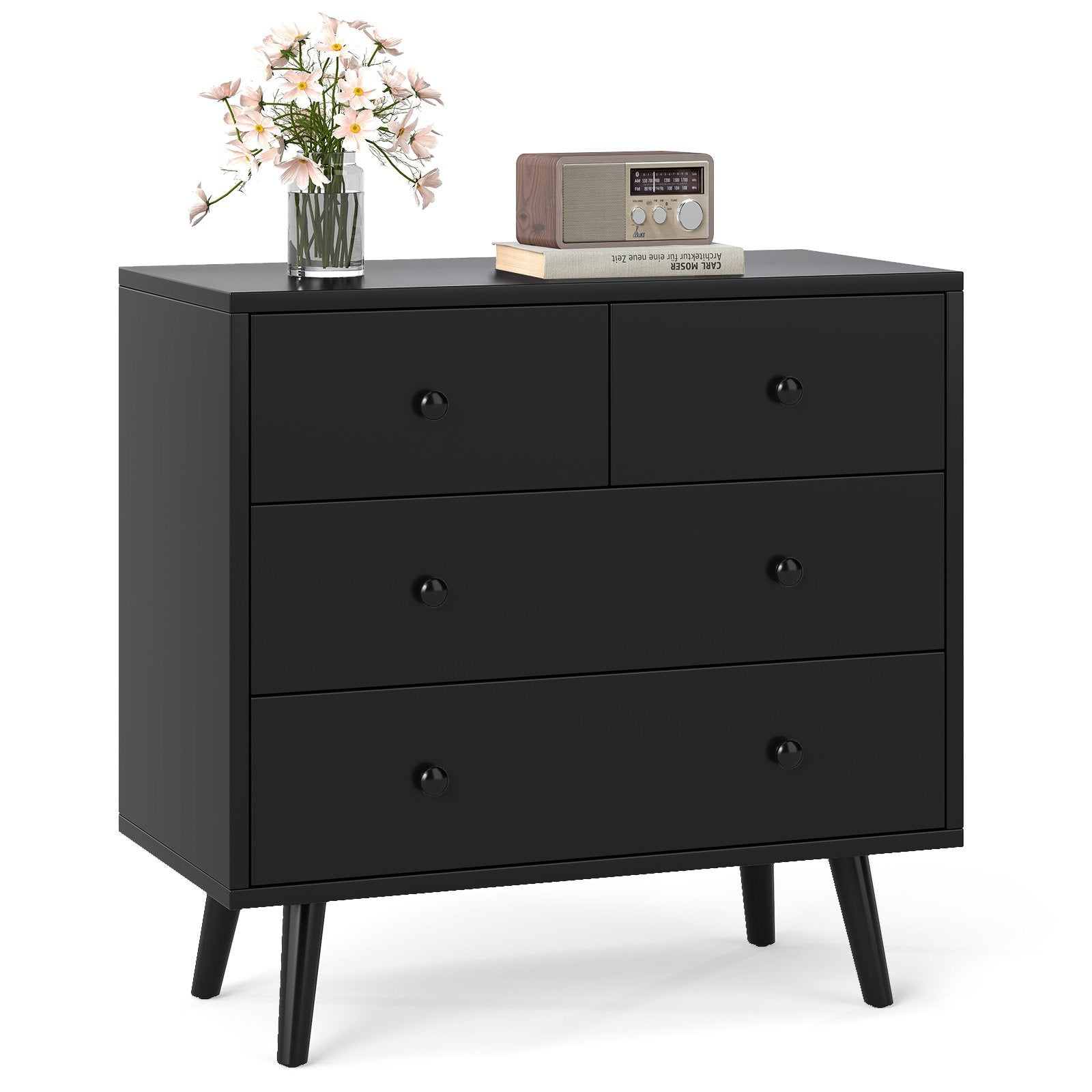 Wide Wooden Dresser with 4 Drawers for Bedroom Living Room, Black Dressers & Chests at Gallery Canada