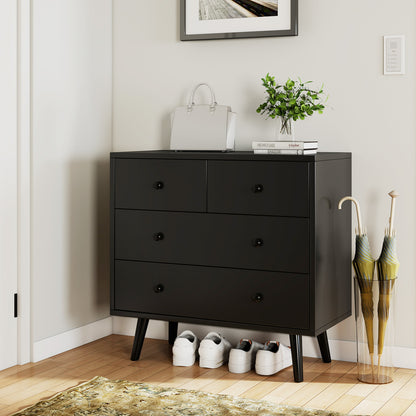 Wide Wooden Dresser with 4 Drawers for Bedroom Living Room, Black Dressers & Chests at Gallery Canada