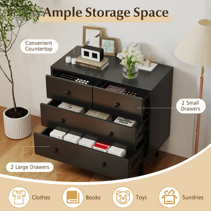 Wide Wooden Dresser with 4 Drawers for Bedroom Living Room, Black Dressers & Chests at Gallery Canada