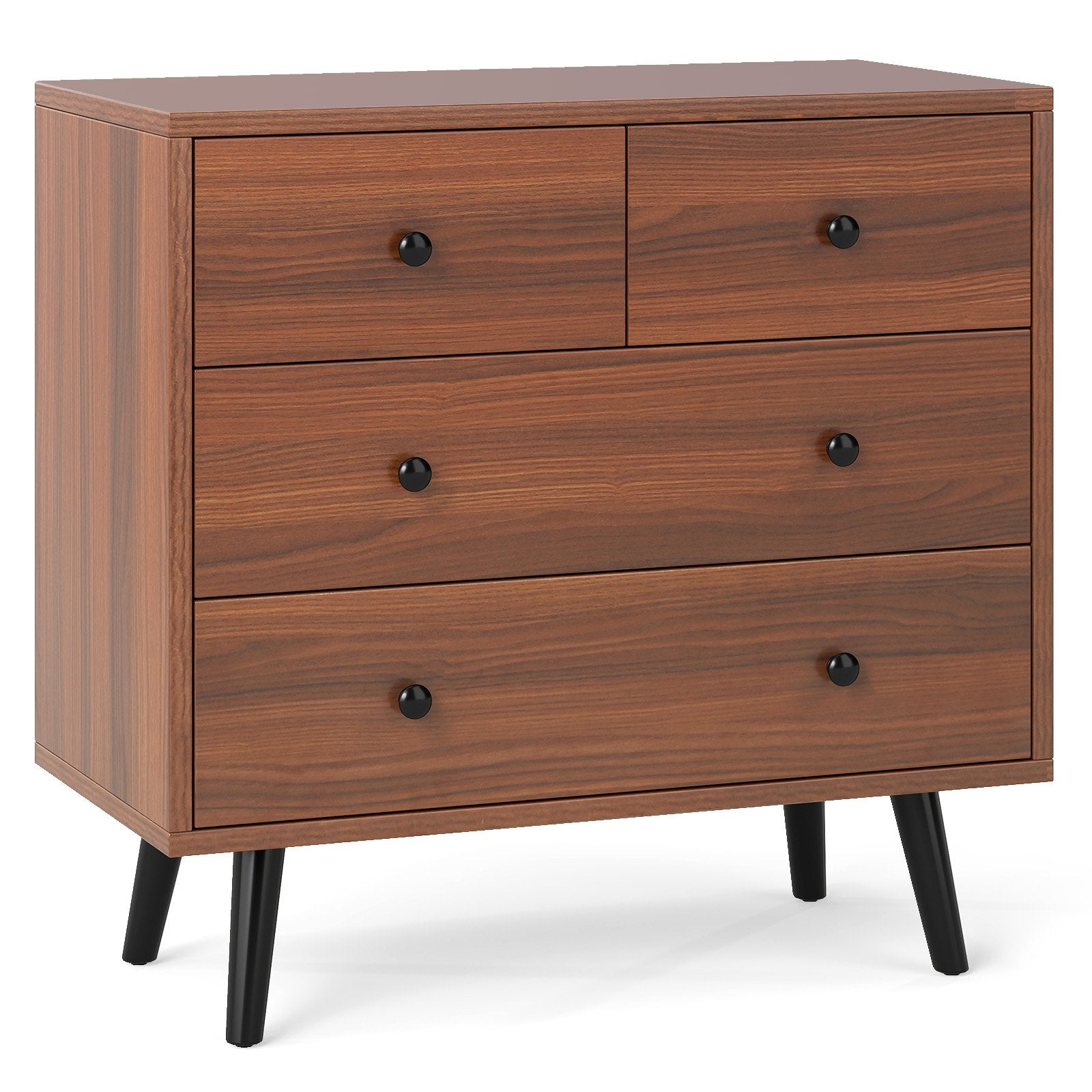Wide Wooden Dresser with 4 Drawers for Bedroom Living Room, Walnut Dressers & Chests Walnut at Gallery Canada