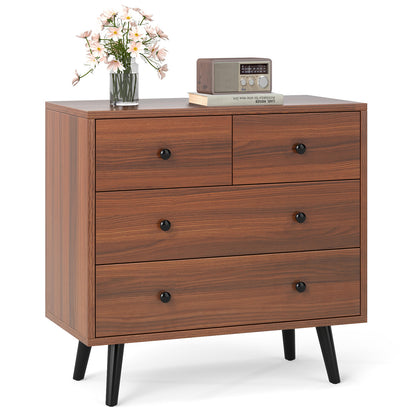 Wide Wooden Dresser with 4 Drawers for Bedroom Living Room, Walnut Dressers & Chests at Gallery Canada