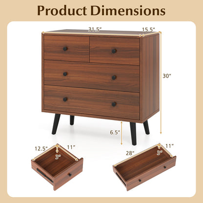 Wide Wooden Dresser with 4 Drawers for Bedroom Living Room, Walnut Dressers & Chests at Gallery Canada