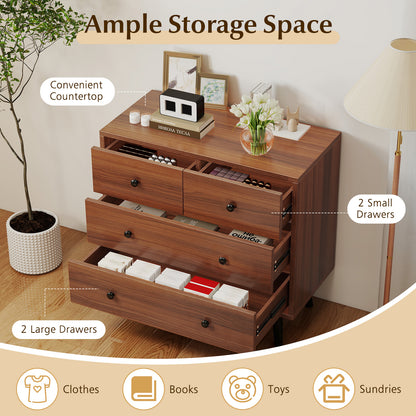 Wide Wooden Dresser with 4 Drawers for Bedroom Living Room, Walnut Dressers & Chests at Gallery Canada