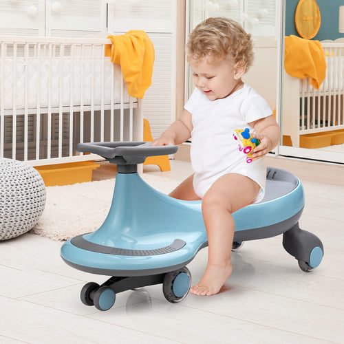 Wiggle Car Ride-On Toy With Flashing Wheels, Blue