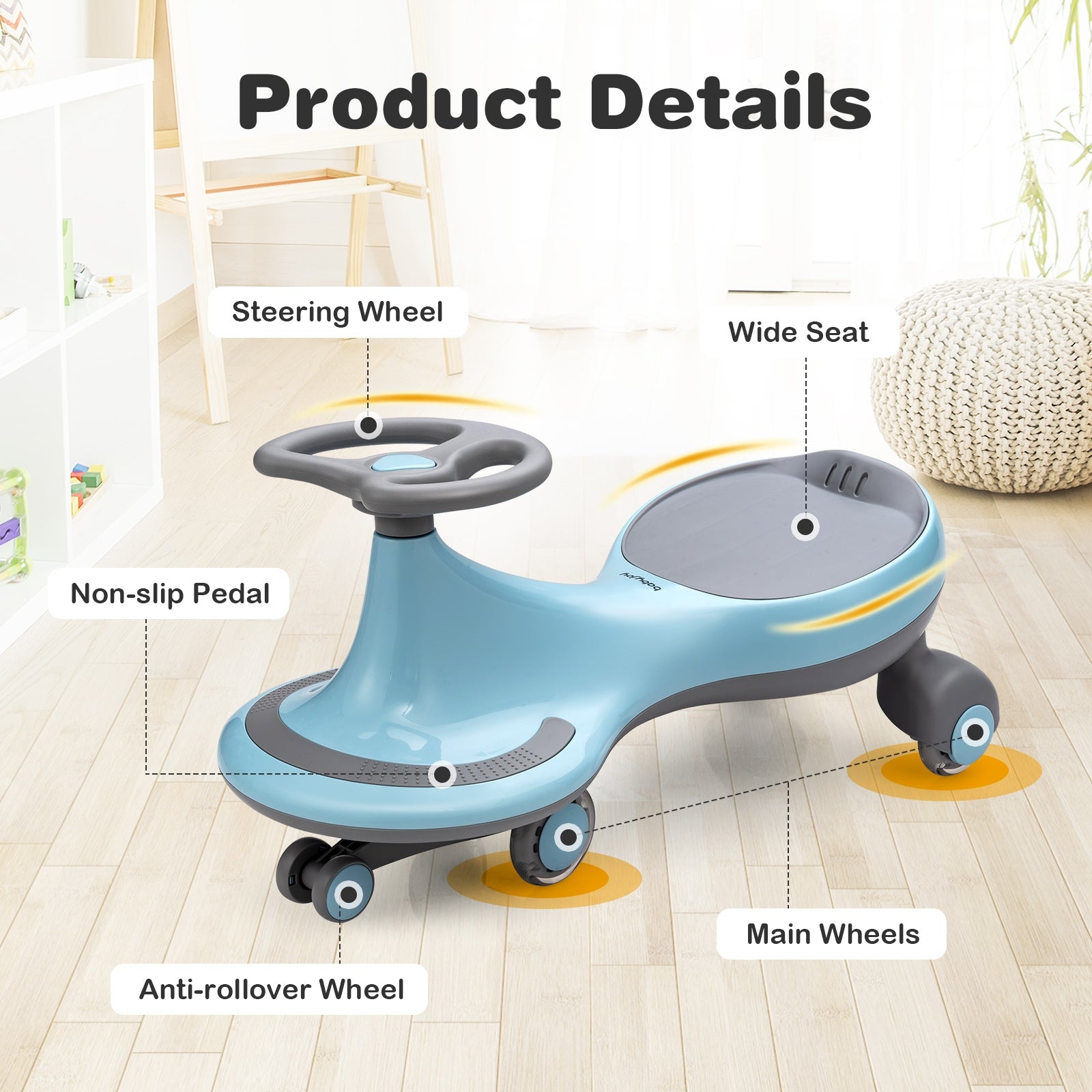 Wiggle Car Ride-On Toy With Flashing Wheels, Blue Push & Pedal Ride On Toys at Gallery Canada