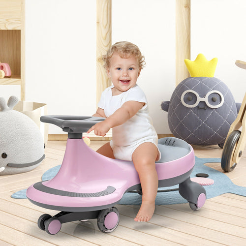 Wiggle Car Ride-On Toy With Flashing Wheels, Pink