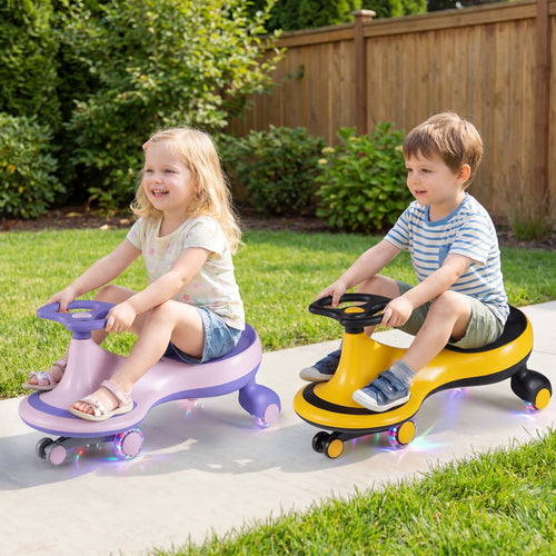 Wiggle Car Ride-On Toy, Flashing Wheels, Purple
