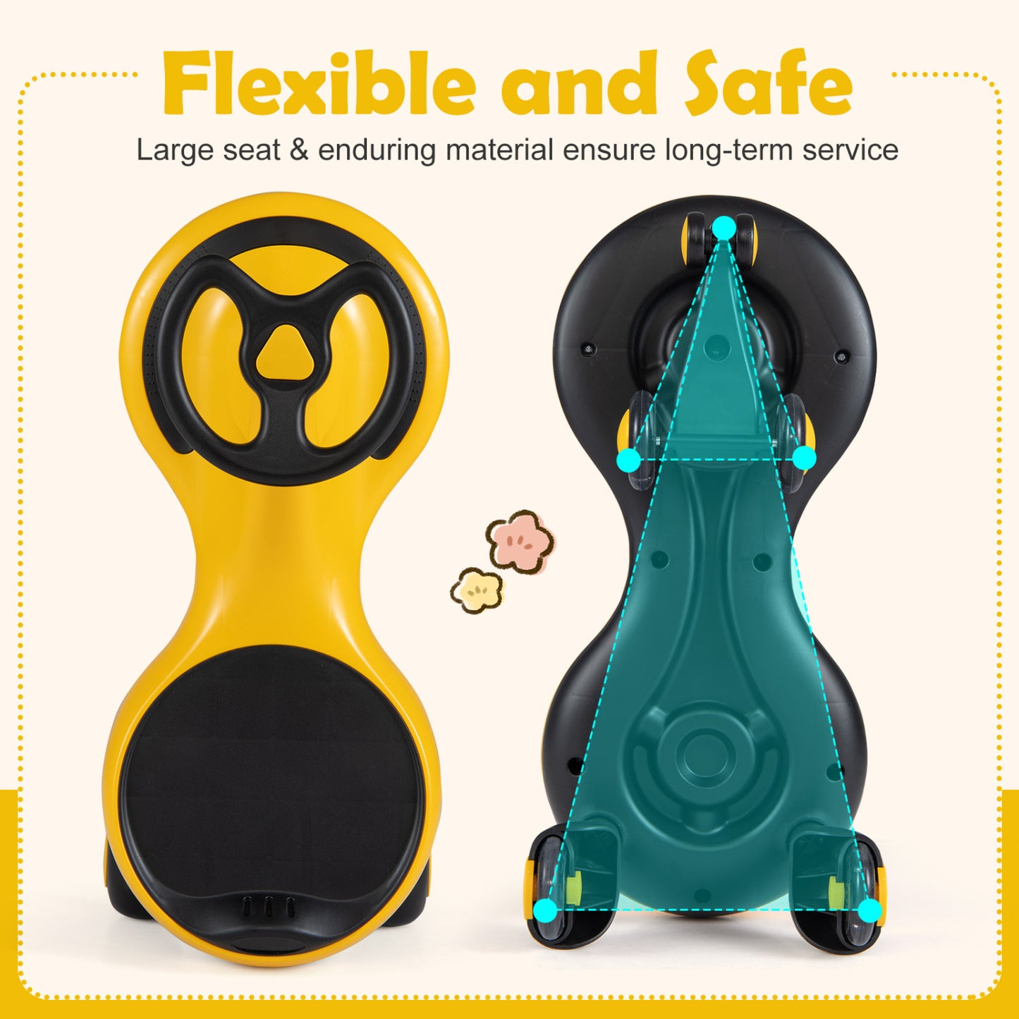 Wiggle Car Ride-On Toy, Flashing Wheels, Yellow Push & Pedal Ride On Toys at Gallery Canada