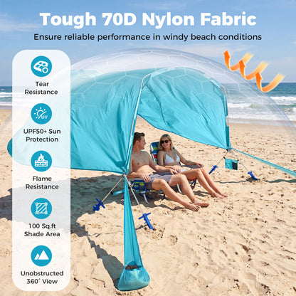 Wind Powered Beach Tent, Portable Sun Shelter Canopy, Blue Tents at Gallery Canada