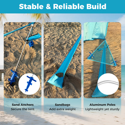 Wind Powered Beach Tent, Portable Sun Shelter Canopy, Blue Tents at Gallery Canada