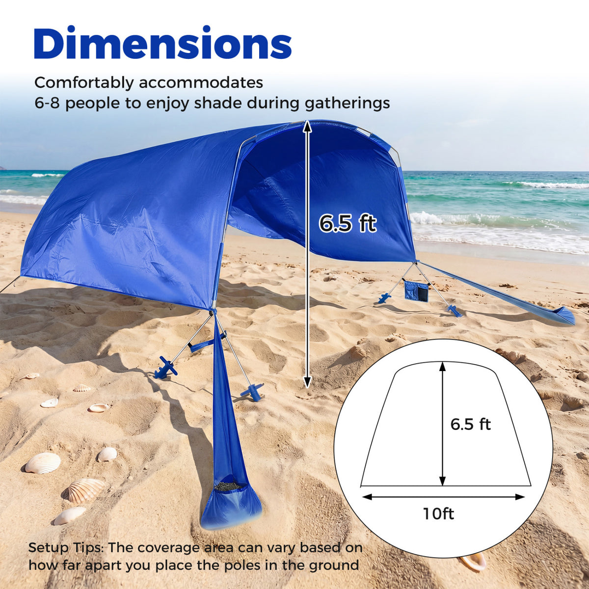 Wind Powered Beach Tent, Portable Sun Shelter Canopy, Navy Tents at Gallery Canada