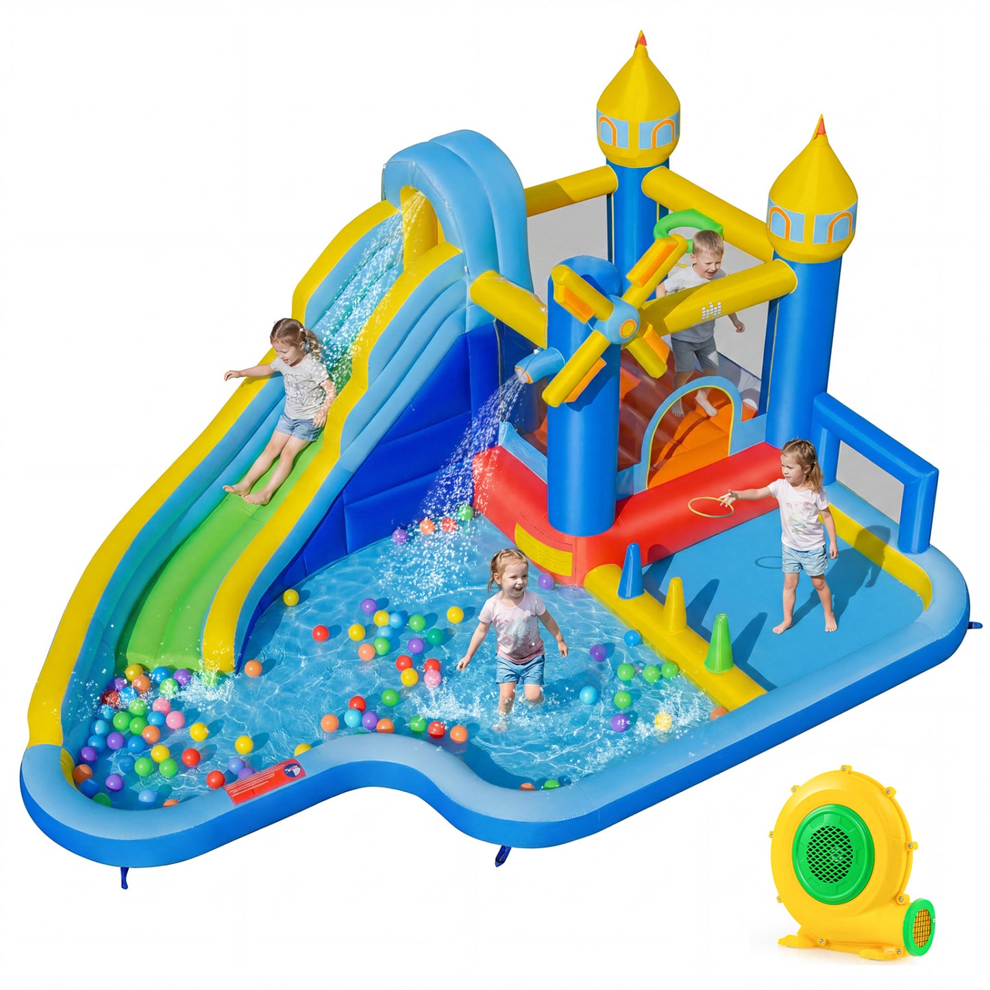 Inflatable Water Slide Park, Windmill Theme, Jumping Area, Blower Inflatable Water Slides at Gallery Canada