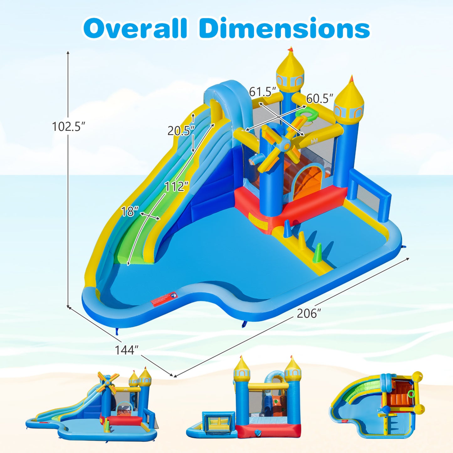 Inflatable Water Slide Park, Windmill Theme, Jumping Area, Blower Inflatable Water Slides at Gallery Canada