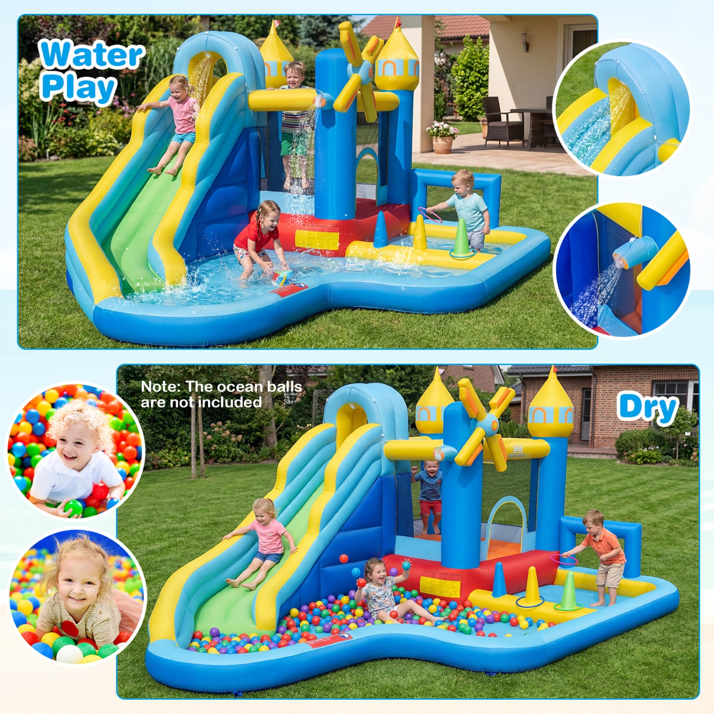 Inflatable Water Slide Park, Windmill Theme, Jumping Area, Blower Inflatable Water Slides at Gallery Canada