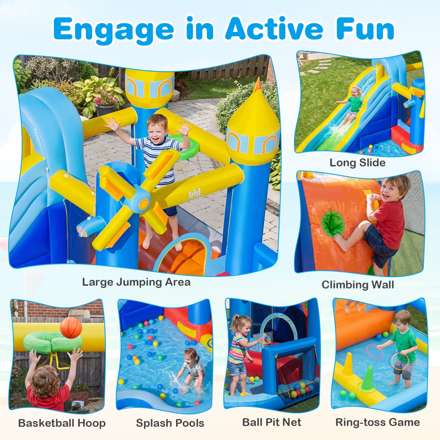Inflatable Water Slide Park, Windmill Theme, Jumping Area, Blower Inflatable Water Slides at Gallery Canada
