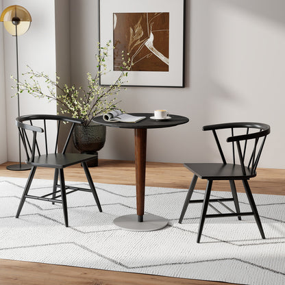 Windsor Dining Chair Set of 2 Mid-Century Modern Black Kitchen Chairs, Black Dining Chairs at Gallery Canada