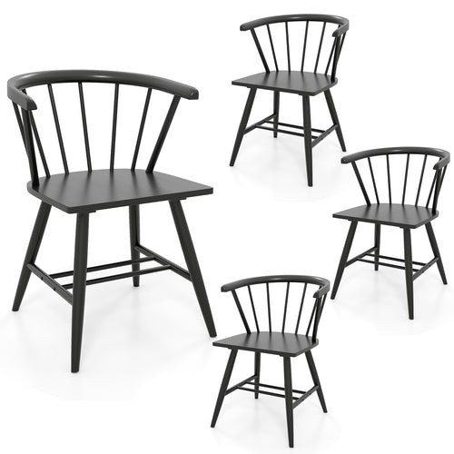 Mid-Century Modern Dining Chair Set, 4 Kitchen Chairs, Black