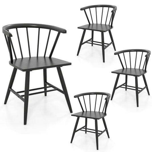 Mid-Century Modern Dining Chair Set, 4 Kitchen Chairs, Black Dining Chairs Black at Gallery Canada