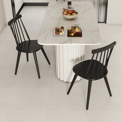 Windsor Dining Chair Set of 2, Solid Rubber Wood, Black