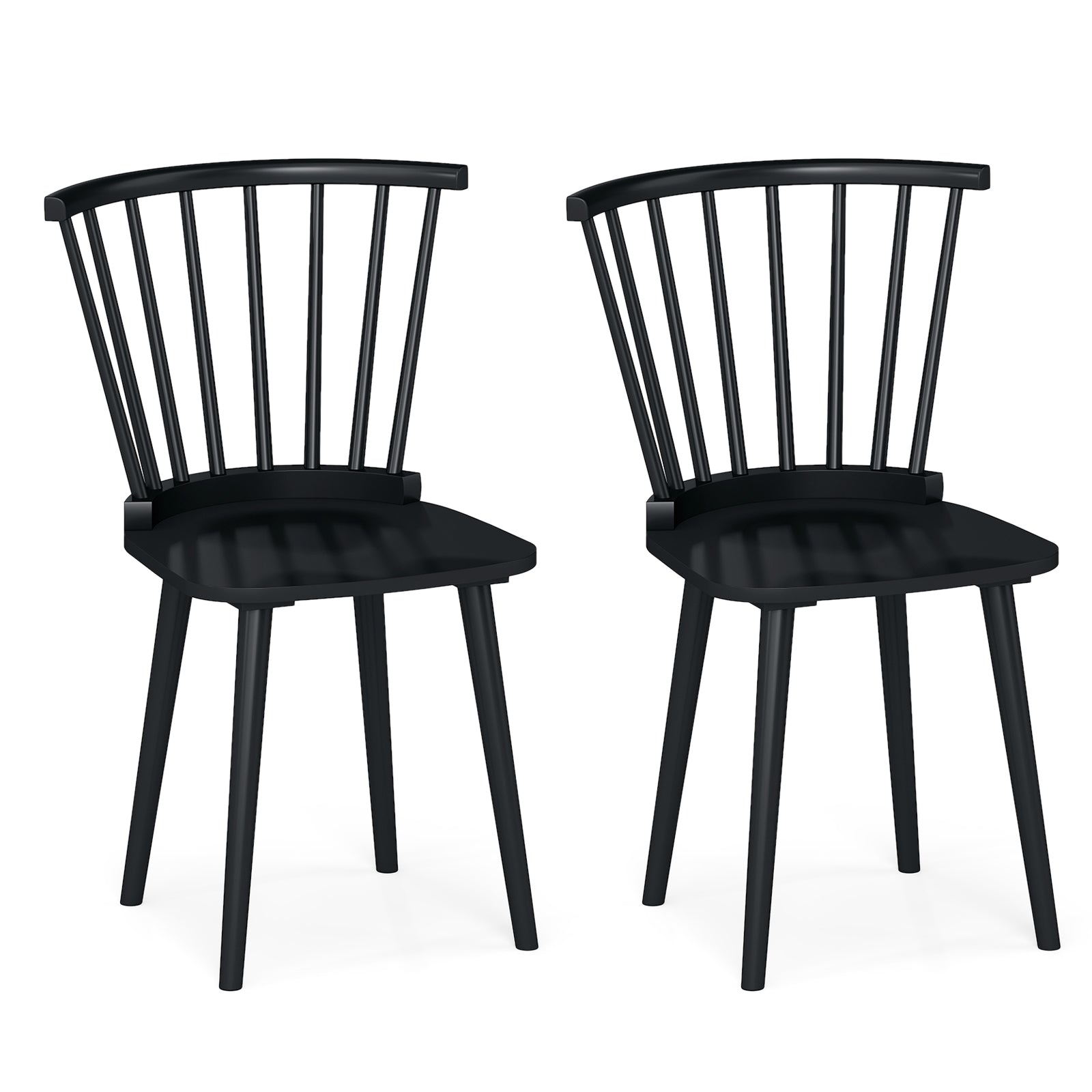 Rubber Wood Dining Chairs, Set of 2, Spindle Back, Black Dining Chairs Black at Gallery Canada