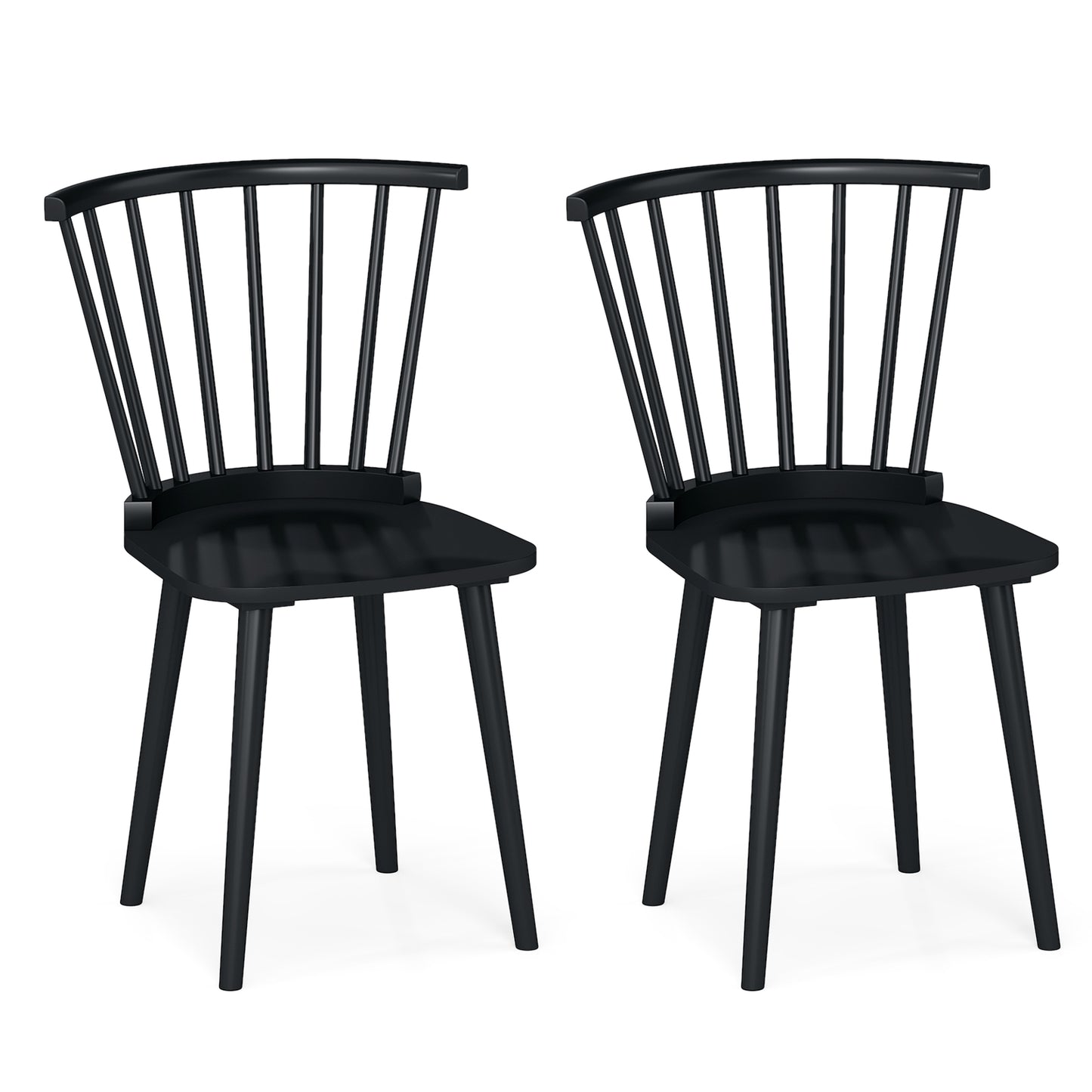 Rubber Wood Dining Chairs, Set of 2, Spindle Back, Black Dining Chairs Black at Gallery Canada