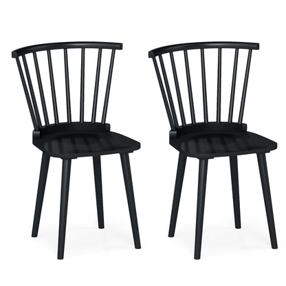 Rubber Wood Dining Chairs, Set of 2, Spindle Back, Black Dining Chairs Black at Gallery Canada