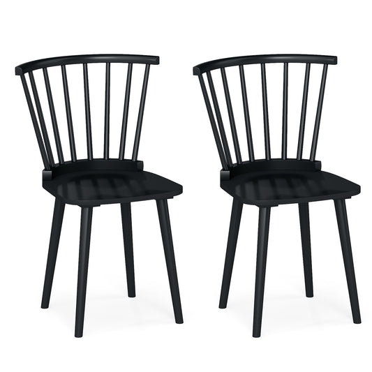 Rubber Wood Dining Chairs, Set of 2, Spindle Back, Black Dining Chairs Black at Gallery Canada