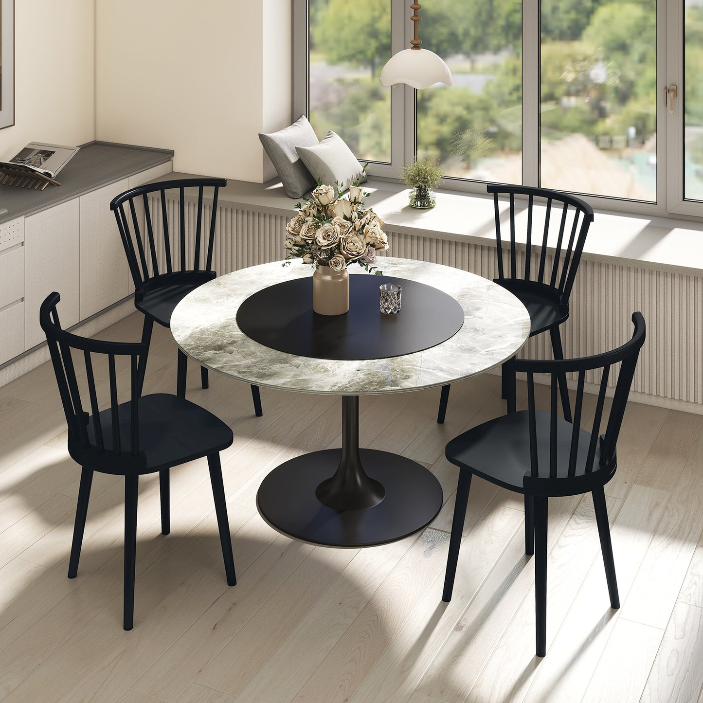 Rubber Wood Dining Chairs, Set of 2, Spindle Back, Black Dining Chairs at Gallery Canada