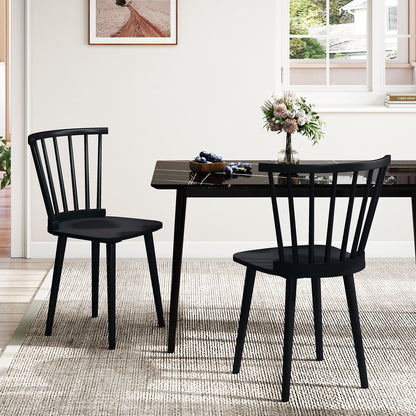 Rubber Wood Dining Chairs, Set of 2, Spindle Back, Black Dining Chairs at Gallery Canada