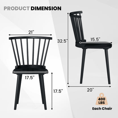 Rubber Wood Dining Chairs, Set of 2, Spindle Back, Black Dining Chairs at Gallery Canada