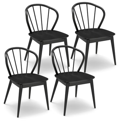 Windsor Dining Chairs Set of 4 with Spindle Backrest, Black Dining Chairs Black at Gallery Canada
