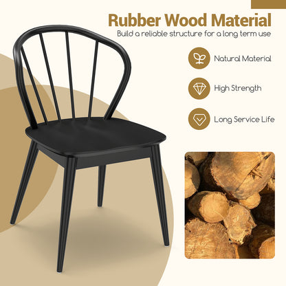 Windsor Dining Chairs Set of 4 with Spindle Backrest, Black Dining Chairs at Gallery Canada
