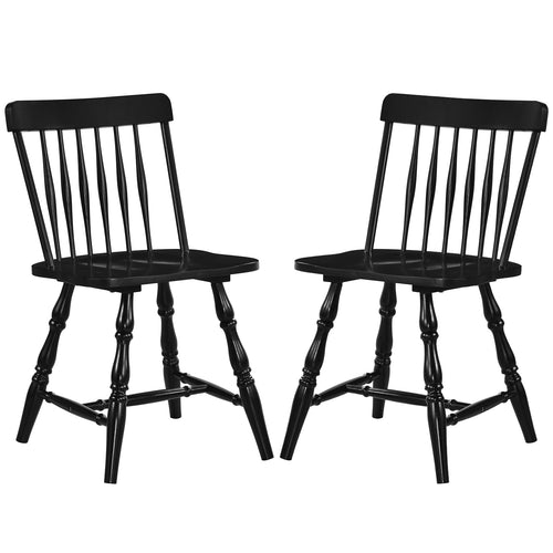 Dining Chairs Set of 2, Curved Spindle Back, Black