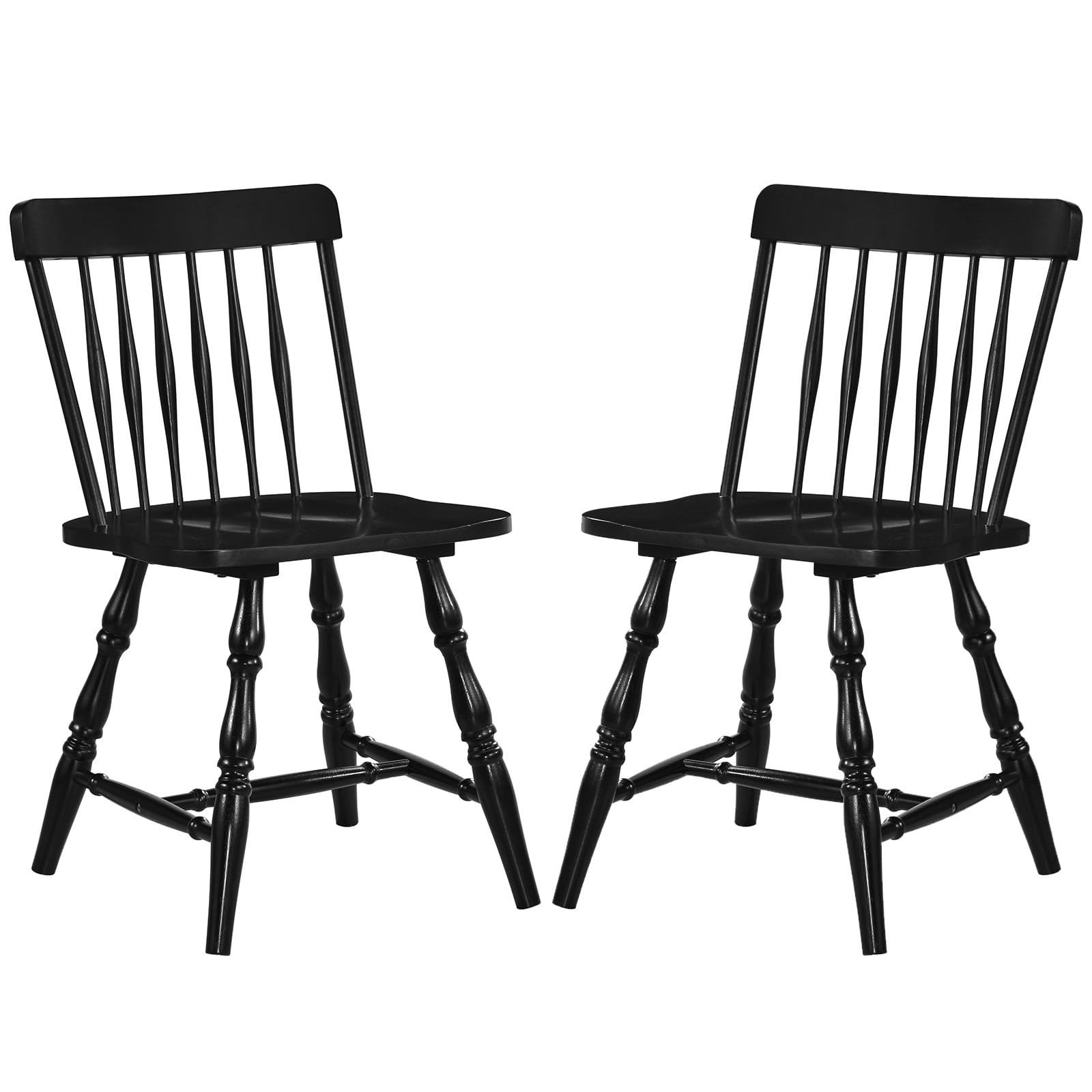 Dining Chairs Set of 2, Curved Spindle Back, Black Dining Chairs at Gallery Canada