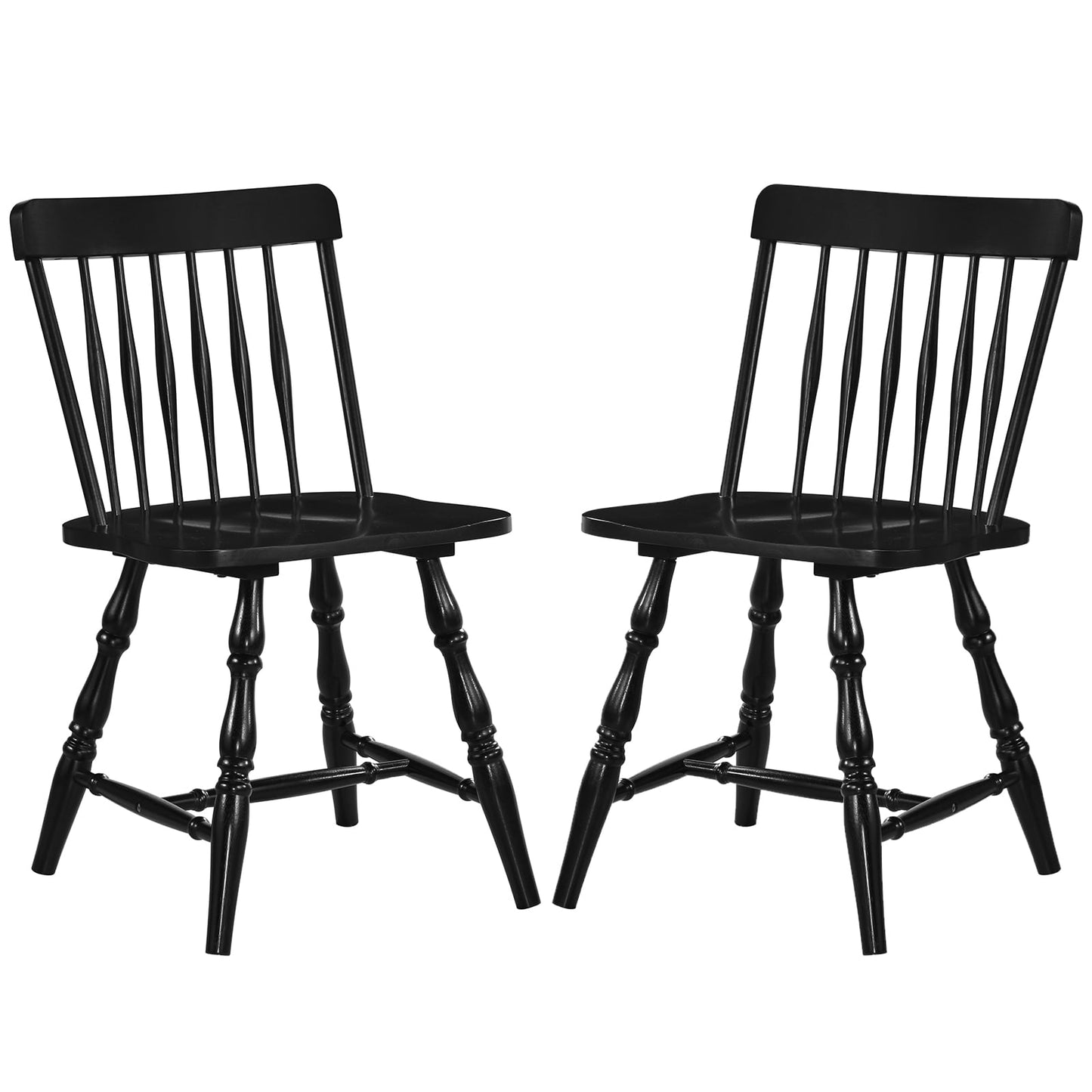 Dining Chairs Set of 2, Curved Spindle Back, Black Dining Chairs at Gallery Canada